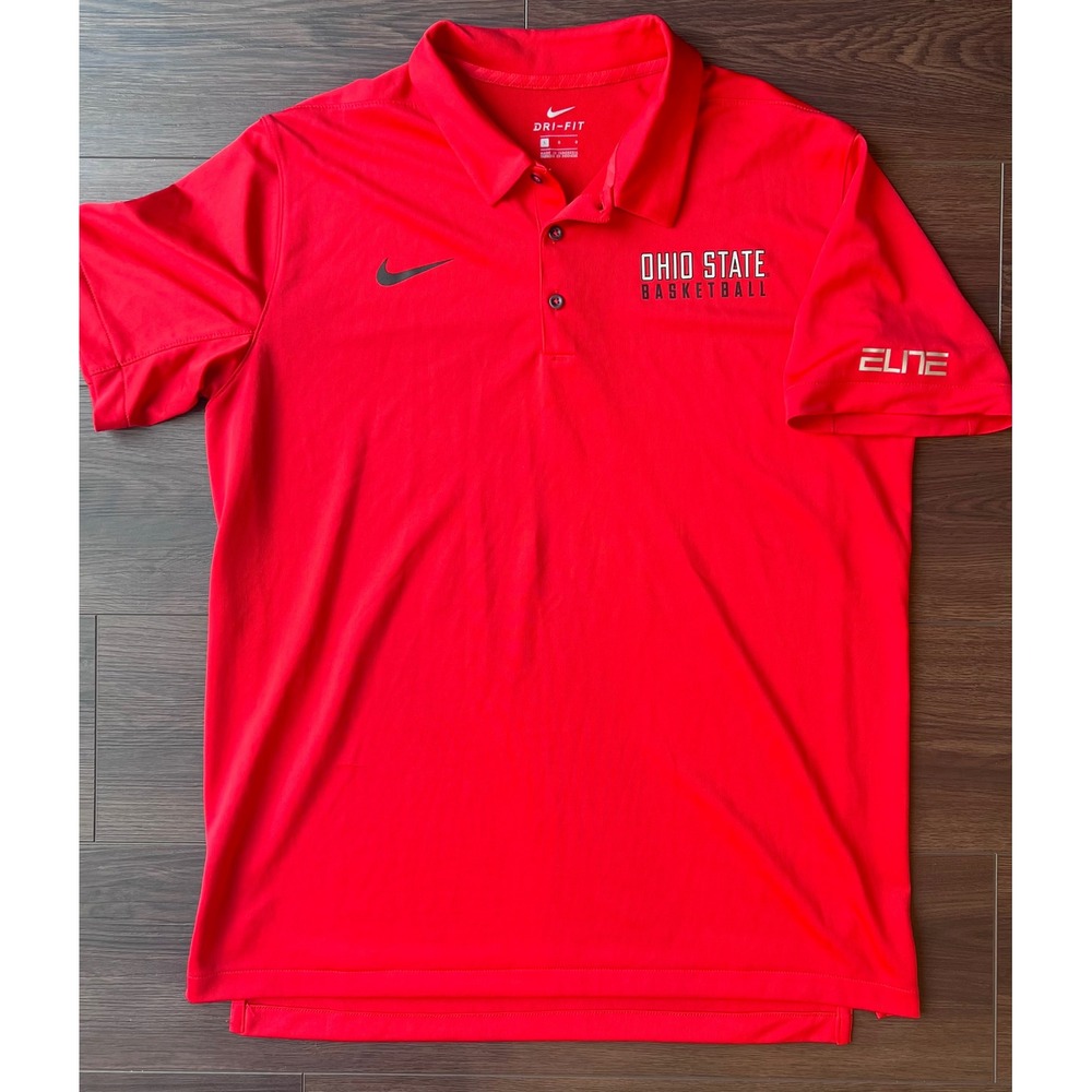 Nike Ohio State Basketball Elite Dri-FIT Polo Shirt Mens Large Red Buckeyes